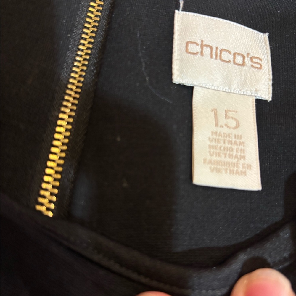 Chico's Dress Angle-Seamed Wendi Mini Knee Length Black Ponte Knit EUC Size 1.5 - Picture 8 of 8